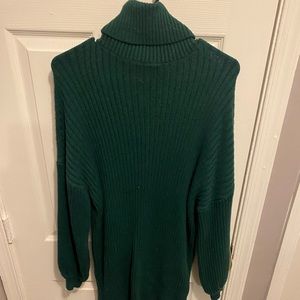 Women’s turtle neck sweater dress longsleeve size L green
